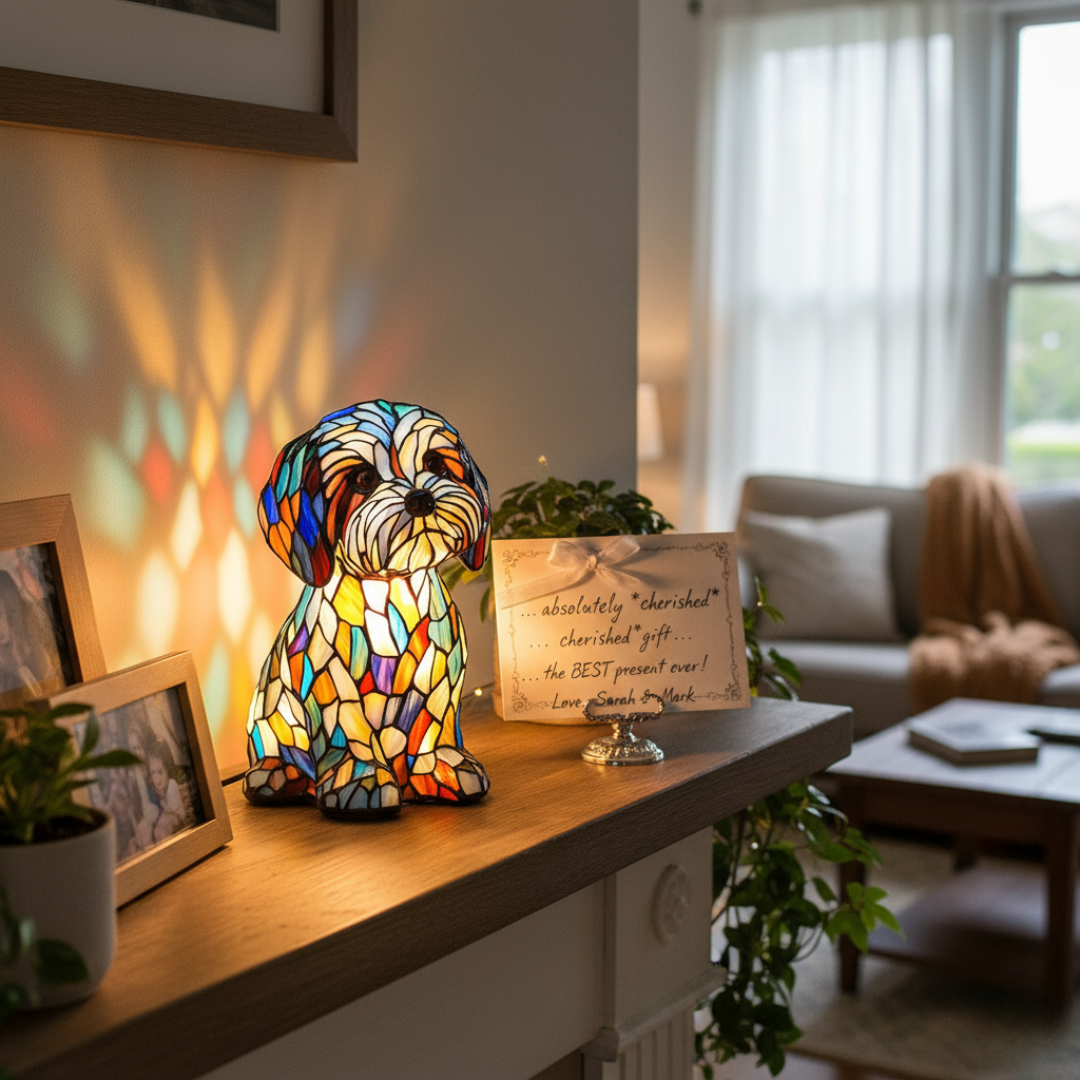 Companheiros Caninos Luminosos em Luz de Vitral