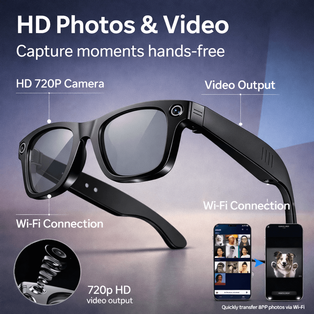 AI Smart Glasses with Camera & Bluetooth