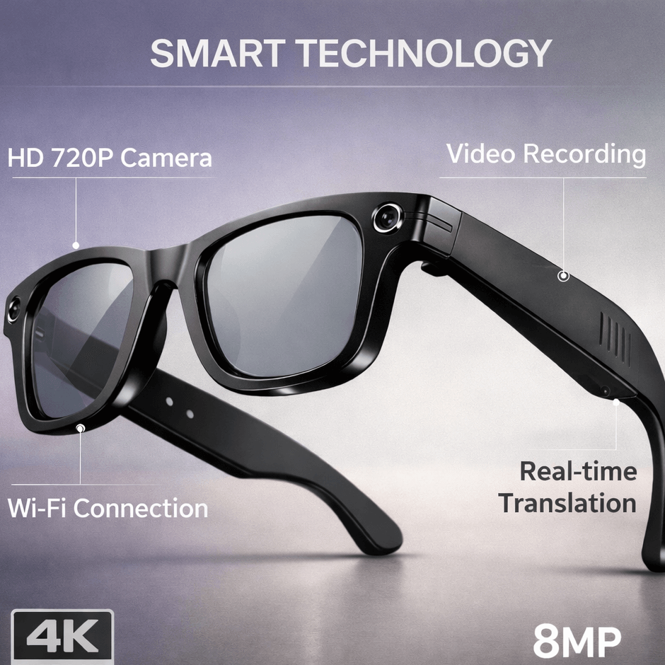 AI Smart Glasses with Camera & Bluetooth